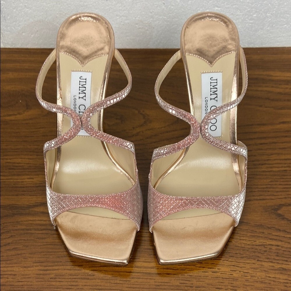 Jimmy Choo Anise 95 Ballet Pink Diamond Glitter Stiletto Heels EU 37 US 7 NEW - Picture 4 of 15